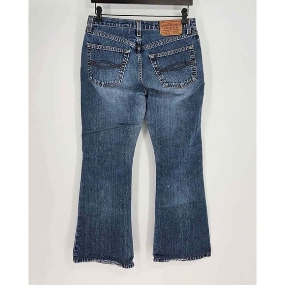 Abercrombie and Fitch Womens 4 Button Fly Distressed Med Wash Flare Jeans 2S - Picture 2 of 6